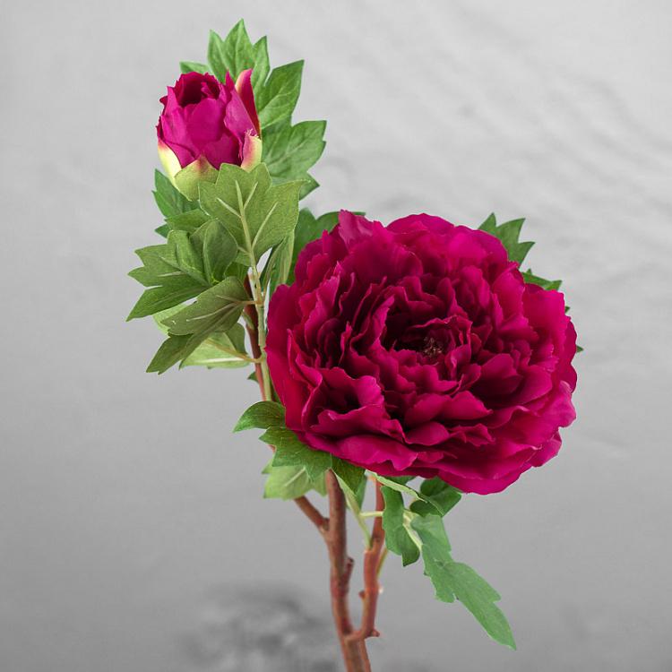 Искусственный пион бордовый Peony Branch Burgundy 35 cm