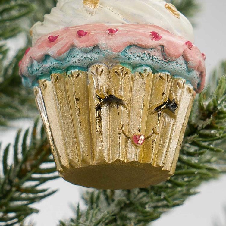 Набор из двух ёлочных игрушек Капкейки для леди Set Of 2 Smiling Lady Cupcakes 7 cm