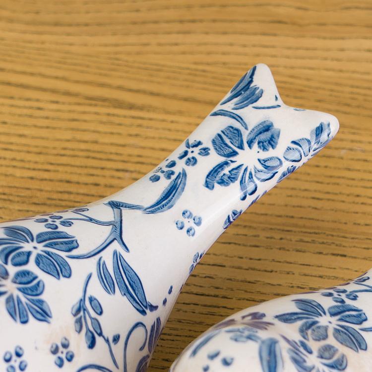 Набор из двух статуэток Птицы с синей росписью Set Of 2 Birds Blue Painted