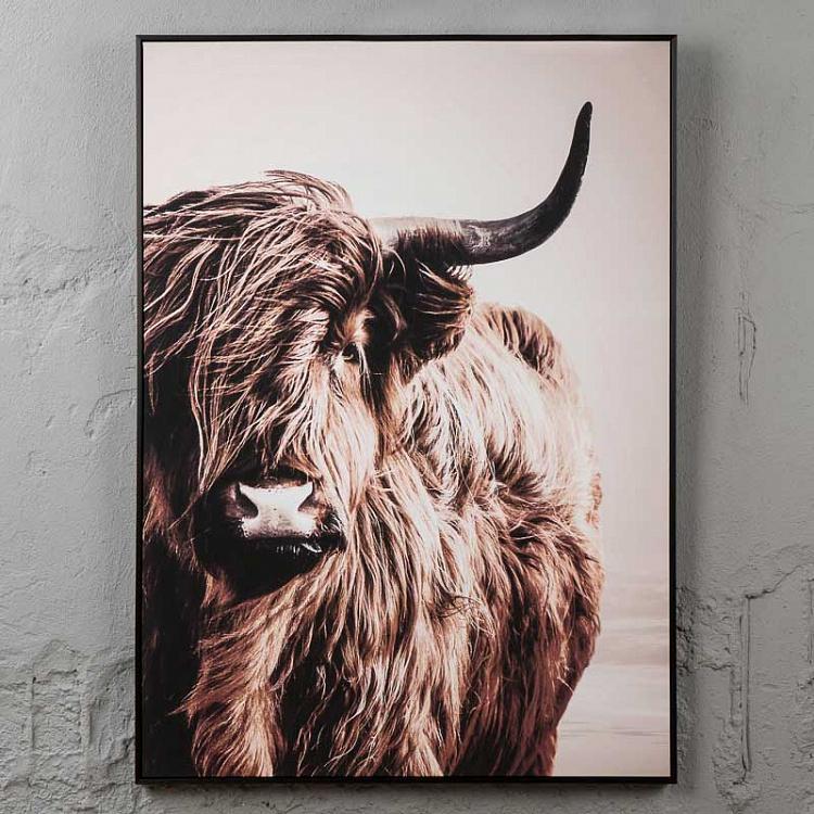Фото-принт на холсте в раме Як Canvas Picture With Brown Frame Highland