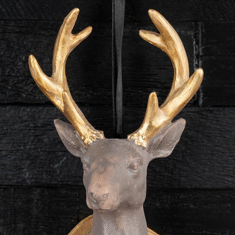Ёлочная игрушка Бюст оленя серого цвета, L Deer Bust Grey 19 cm