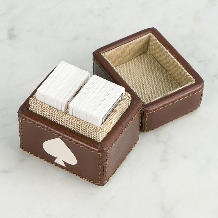 Мини-колода игральных карт в кожаной коробке Mini Deck Of Card Leather Box