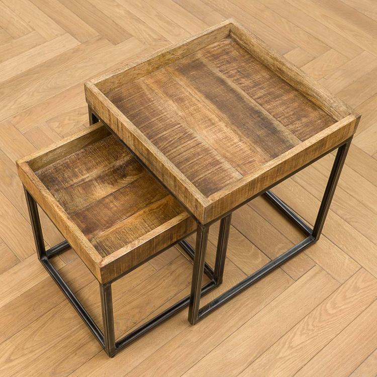 Комплект из двух столиков Револь Set Of 2 Revol Side Tables Mango Wood