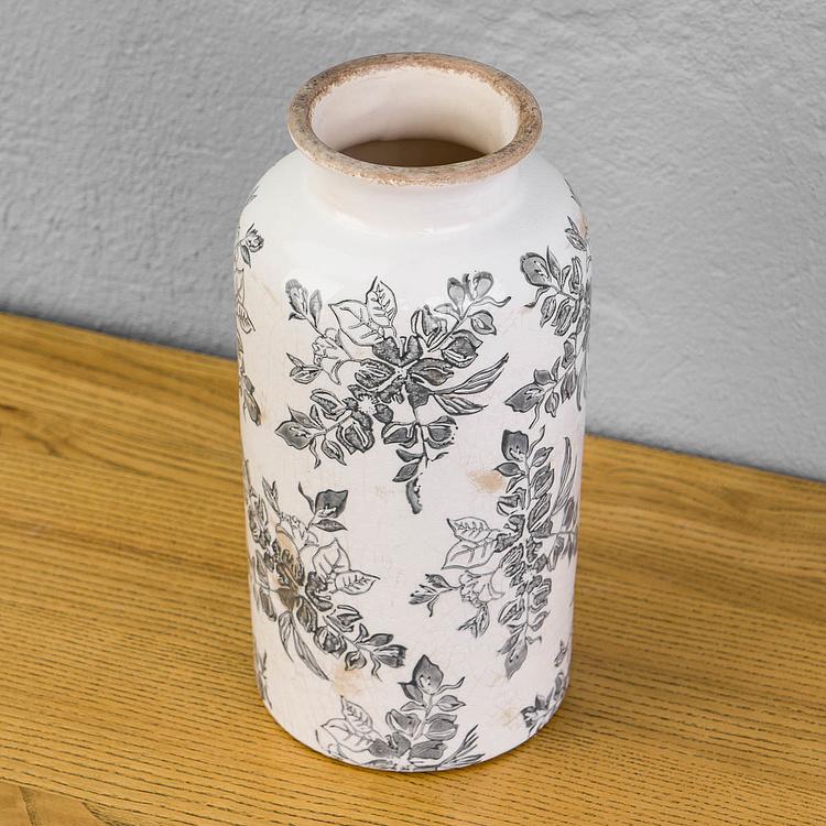 Ваза с узором из серых цветов, S Flower Vase Small Blue