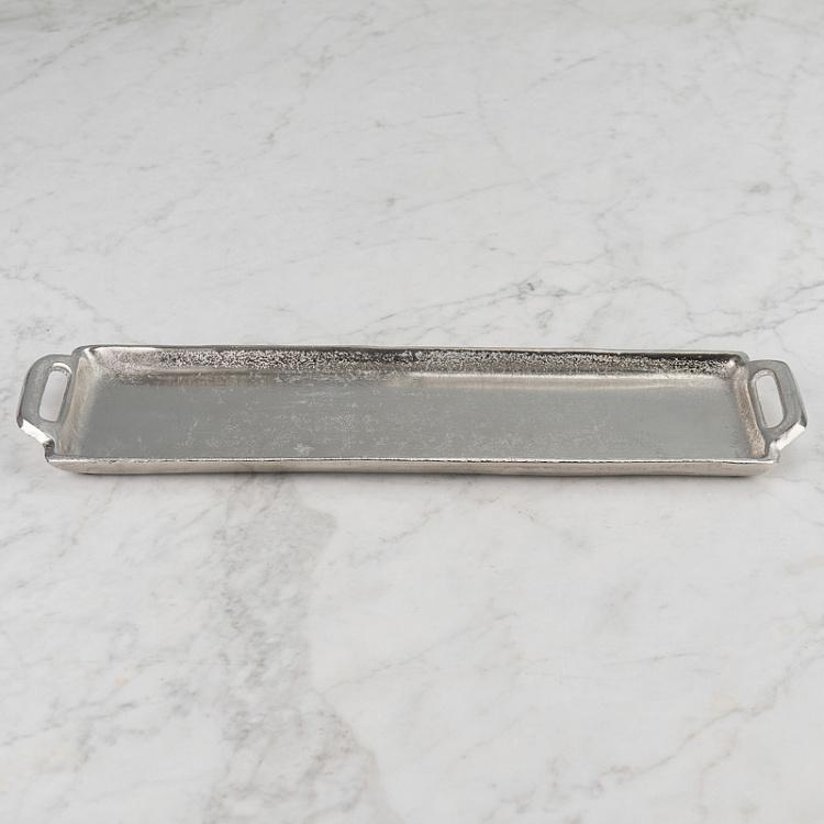 Серебристый узкий алюминиевый поднос Aluminium Silver Tray Slim
