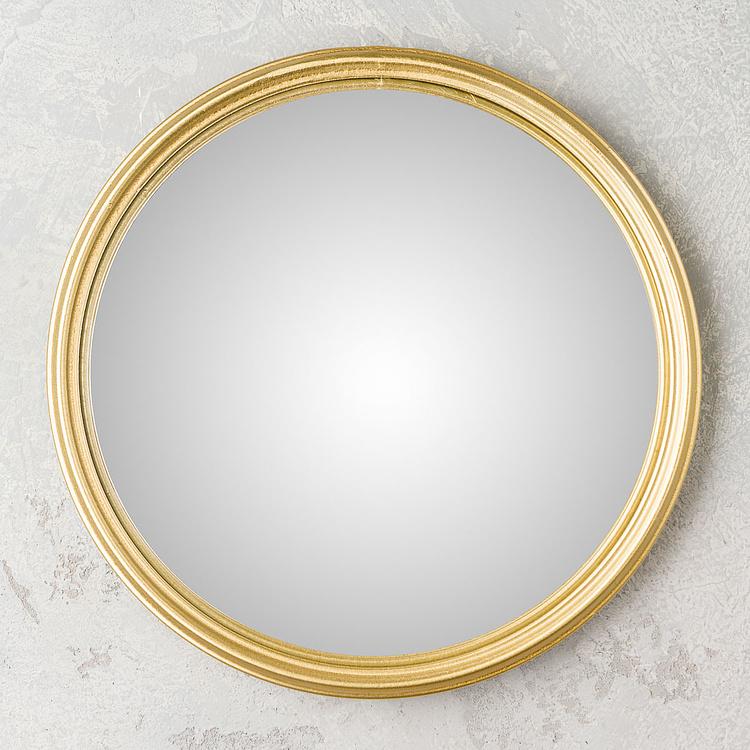 Круглое выпуклое зеркало в золотистой раме, S Gold Frame Convex Mirror Small