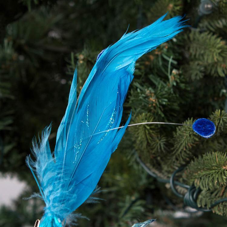 Набор из двух ёлочных игрушек Колибри на прищепке Set Of 2 Flying Hummingbirds On Clip Blue/Green 20 cm