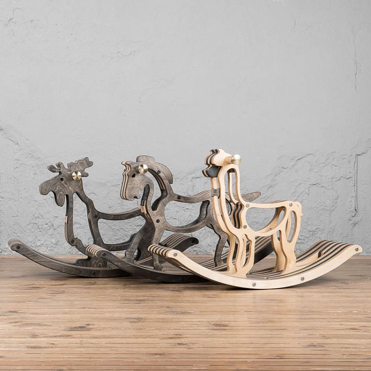 Тёмная детская качалка Лось Elk Rocking Chair Dark Oil