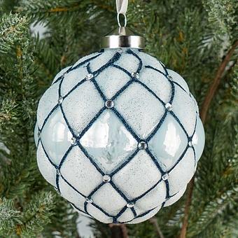 Checkered Ball With Beads Blue 10 cm