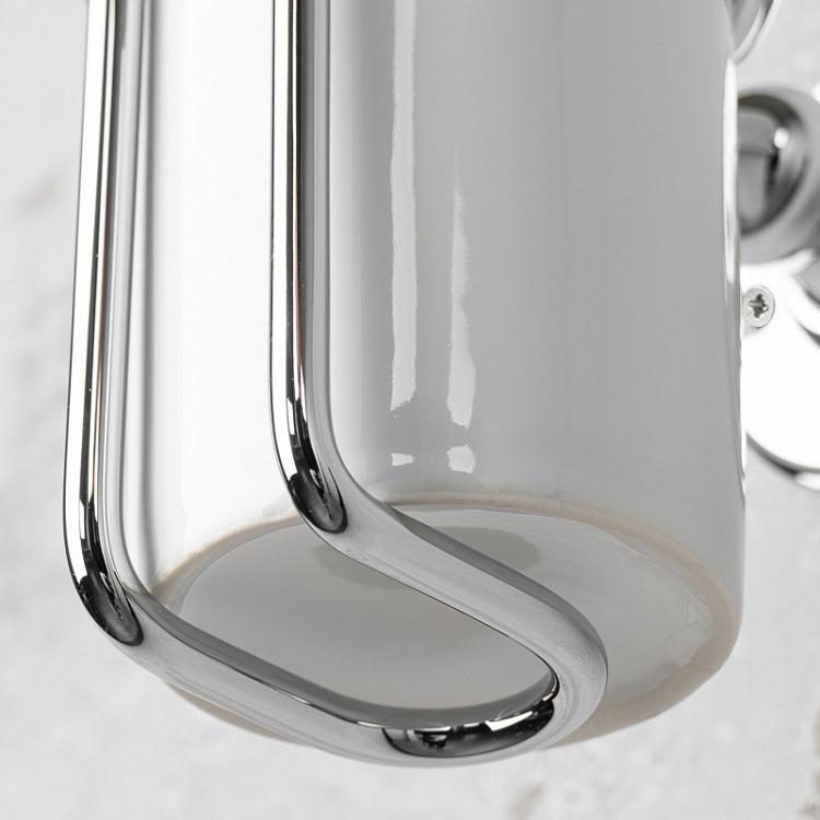 Настенный белый стакан для зубных щёток в подставке цвета хром Tumbler Holder Chrome And White