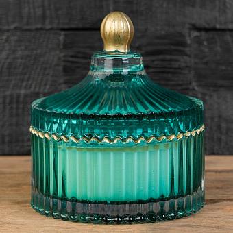 Aroma Candle In Mint Striped Glass White Jasmine Small