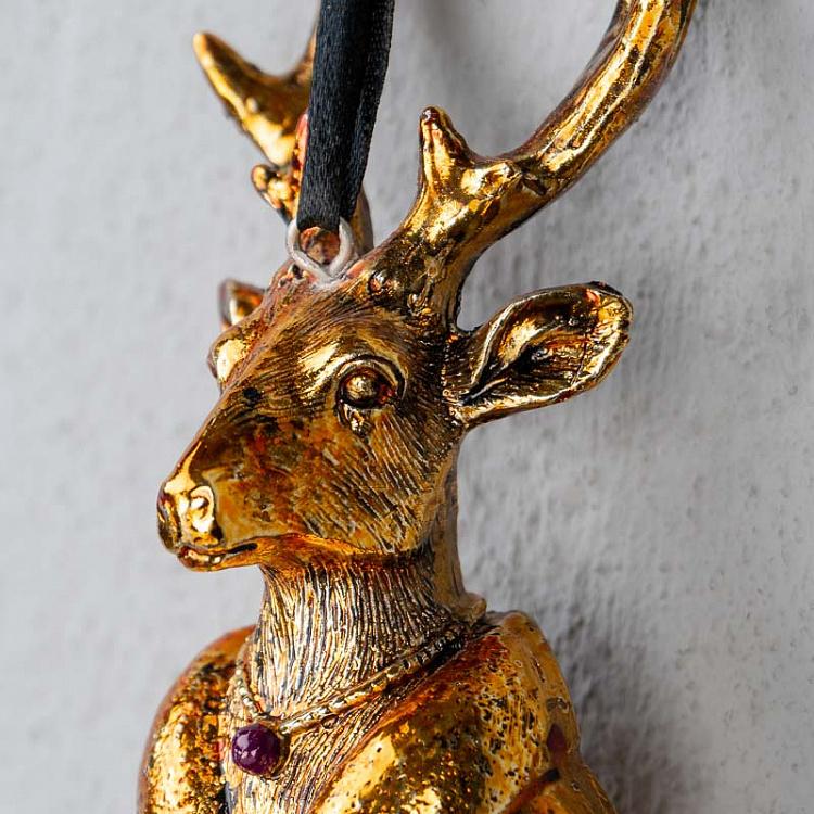 Ёлочная игрушка Бюст оленя золотого цвета, S Deer Bust Gold 15 cm