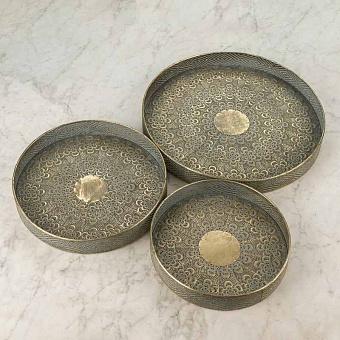 Set Of 3 Trays Metal Gold