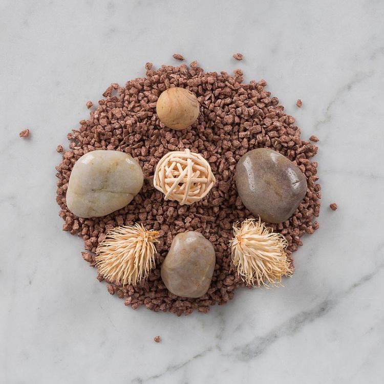 Украшение для интерьера (сухие цветы, деревянные шары и гравий) Kraft Box With Dry Flowers, Wood Ball And Gravillons