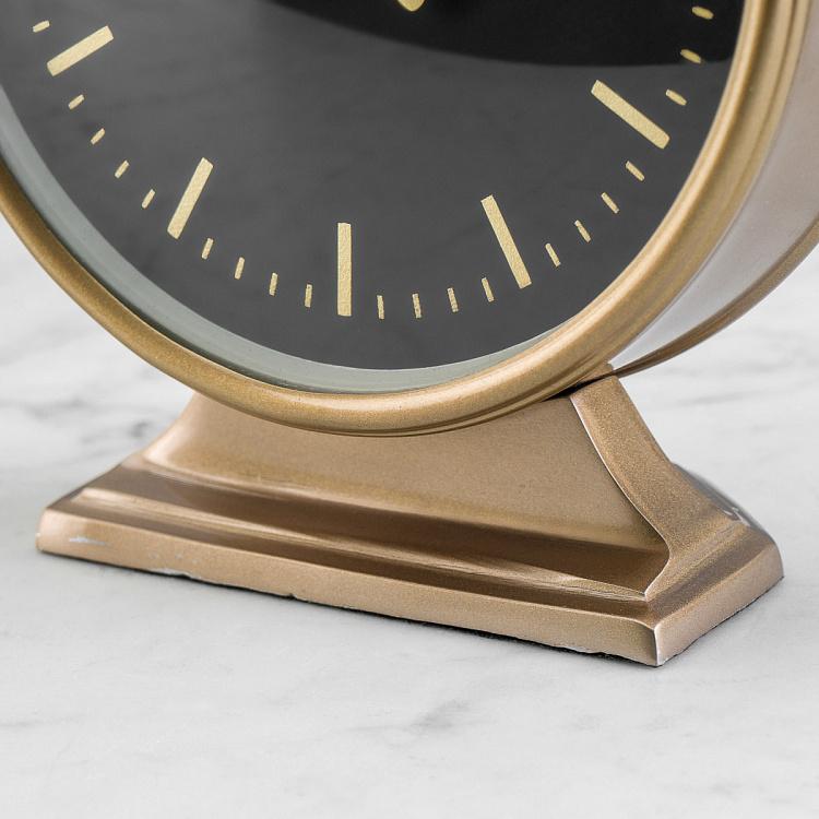 Настольные круглые часы на подставке с латунной отделкой Table Clock Brass Finish