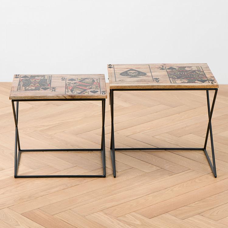 Комплект из двух столиков Карты Set Of 2 Card Game Nesting Tables