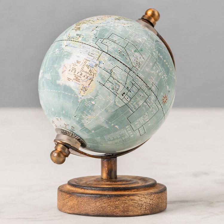 Набор из трёх винтажных маленьких глобусов Set Of 3 Vintage Globes Tiny Mango Wood