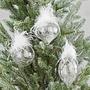 Набор из 3-х ёлочных игрушек Set Of 3 Glass Plume Top Thread Ball Clear 8 cm
