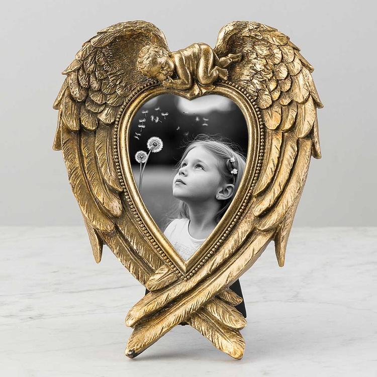 Рамка для фото с Ангел с золотыми крыльями Golden Angel Wings Photo Frame