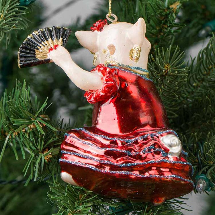 Ёлочная игрушка Танцующая свинья Glass Hanger Dancing Pig 10 cm