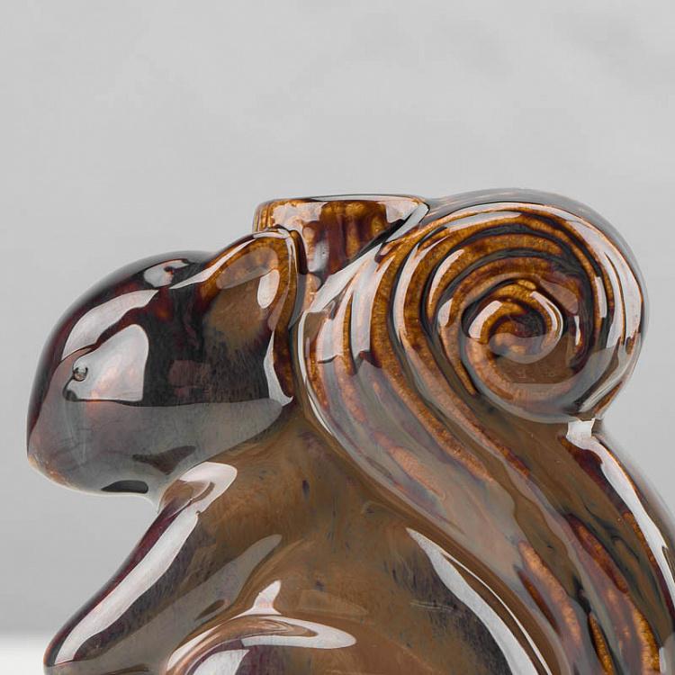 Набор из двух керамических подсвечников Белки Set Of 2 Stoneware Squirrel Candle Holder Brown