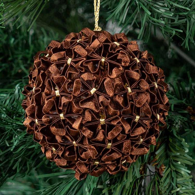 Ёлочный шар Французский цветок дисконт French Flower Ball Light Brown 8 cm discount