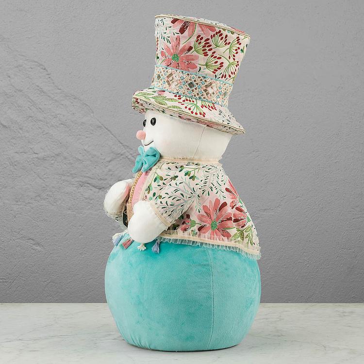 Статуэтка Снеговик в костюме и шляпе с цветочным узором Floral Snowman With Hat 65 cm