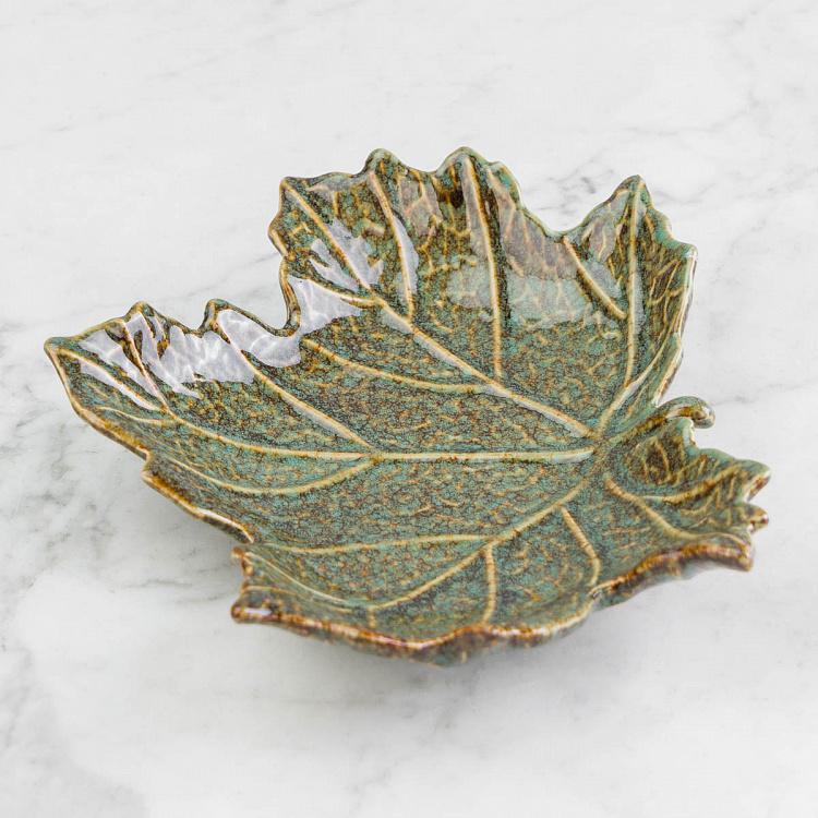 Керамическое сервировочное блюдо Зелёный лист Ceramic Green Leaf Dish