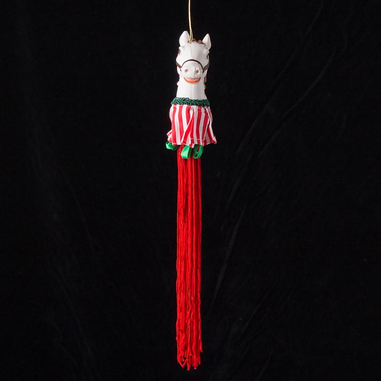 Ёлочная игрушка Лошадка с красной кисточкой Xmas Carousel Horse Tassel Red 28 cm