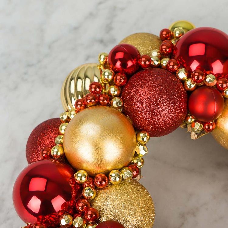Новогодний венок с красными и золотыми шарами Wreath With Balls 27,5 cm