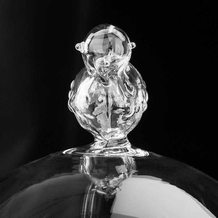 Стеклянный клош с основанием и птицей Glass Dormer With Bird