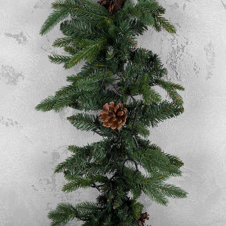 Еловая светодиодная гирлянда с шишками LED Fir Garland With Cones 150 cm