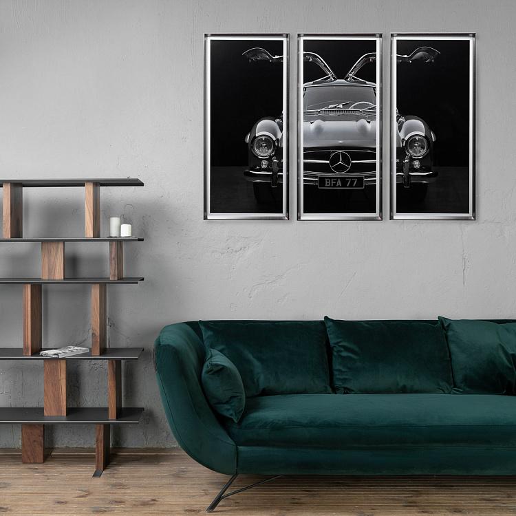 Фото-принт триптих в серебристой раме Мерседес Set Of 3 Mercedes Gull Wing, Pewter Frame
