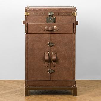Барный шкаф-сундук Voyage Chest Sideboard RM натуральная кожа Brown Franco
