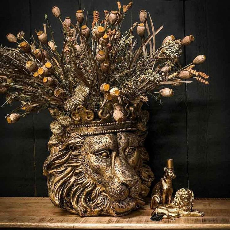 Золотая ваза Голова льва Кларенса Lion Head Clarence Vase Gold