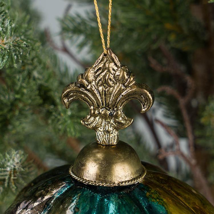 Ёлочная игрушка Шар алхимика, M Metal Base Ball Mercury Blue 10 cm