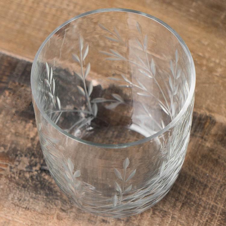 Стакан для зубных щеток с узором Листва Leaves Engraved Tooth Glass Tumbler