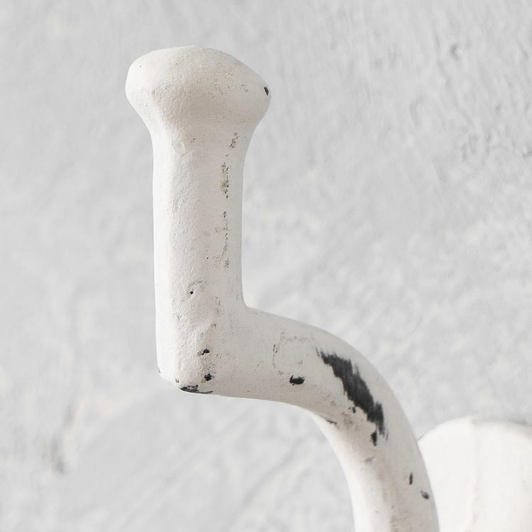 Двухрожковый белый потёртый крючок в стиле шебби-шик Shabby Chic Distressed White Cast Iron Hook