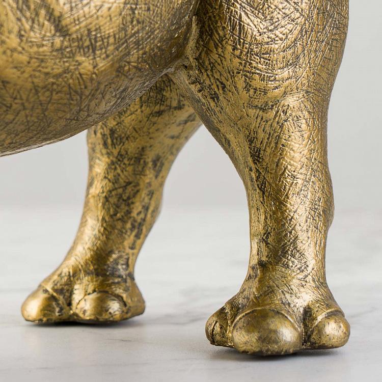 Подставка для мелочей и украшений Золотистый винтажный носорог Antique Gold Rhinoceros With Tray