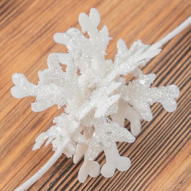 Гирлянда Белые снежинки с блёстками Glitter Snowflake Garland White 157 cm