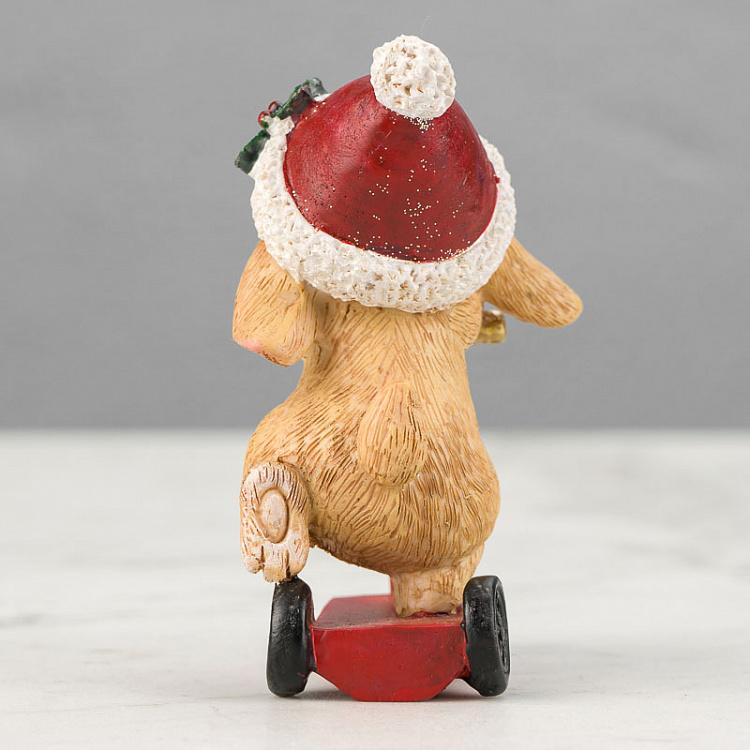 Статуэтка Весёлый кролик на самокате Cute Xmas Rabbit On Scooter 11 cm