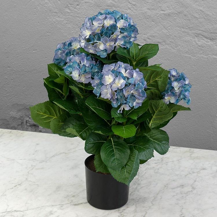 Искусственная гортензия кустовая голубая Hydrangea Bush Dark Blue 55 cm