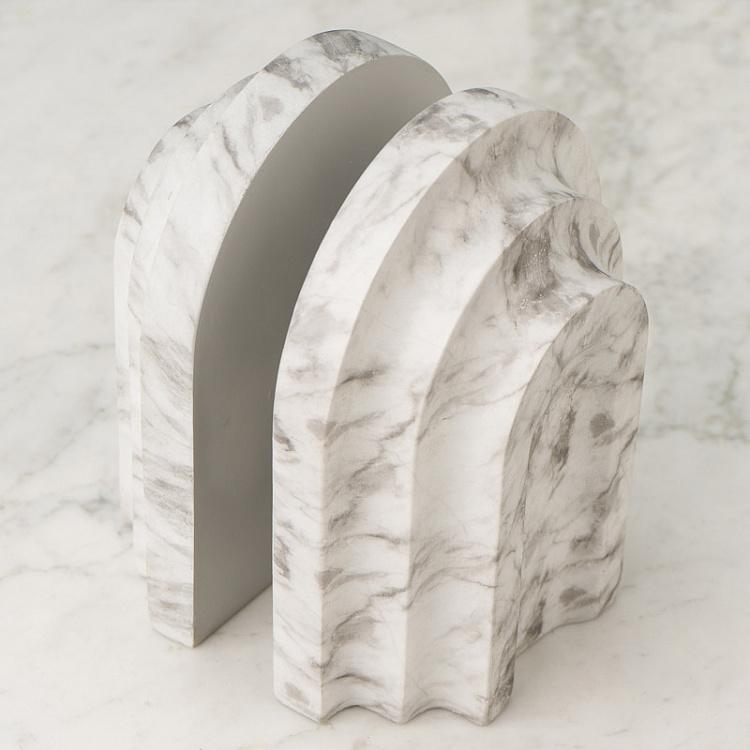 Набор из двух держателей для книг под мрамор Marble Look Bookends White Grey