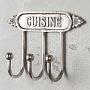 Настенная вешалка Cuisine Triple Hook Silver Patina