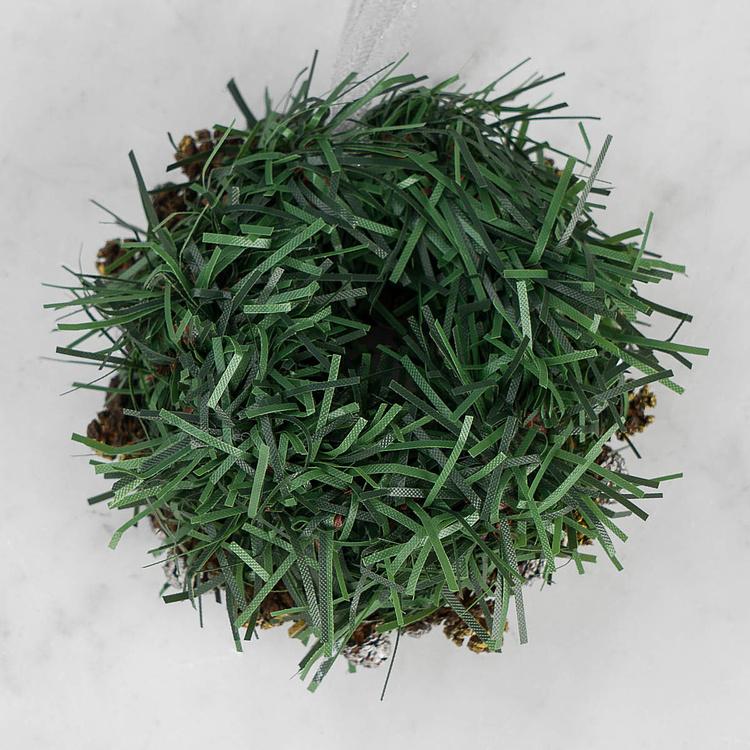 Новогодний венок с шишками и перламутровыми шарами 3, XS Wreath Bagel 3 Extra Small