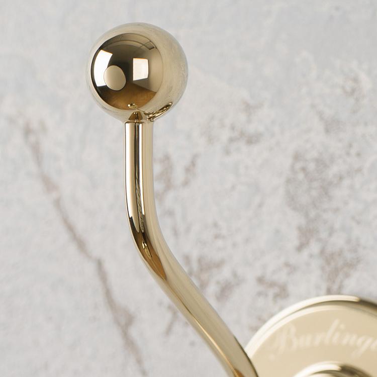 Двухрожковый настенный крючок золотого цвета Double Hook Gold