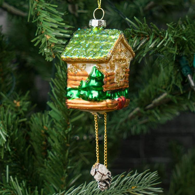 Ёлочная игрушка Часы с кукушкой Glass Hanger Cuckoo Clock 8 cm