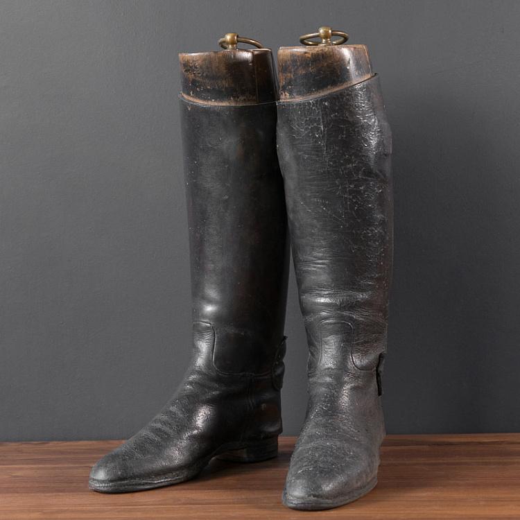 Винтажные сапоги для верховой езды 2 Vintage Black Riding Boots With Shoe Lasts 2