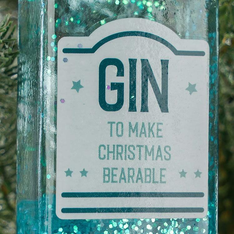 Ёлочная игрушка Бутылка джина Glass Hanger Gin Bottle Blue 11 cm