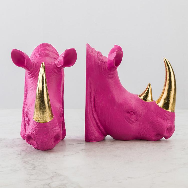Набор из двух держателей для книг Пурпурные носороги Bookend Rhinos Magenta